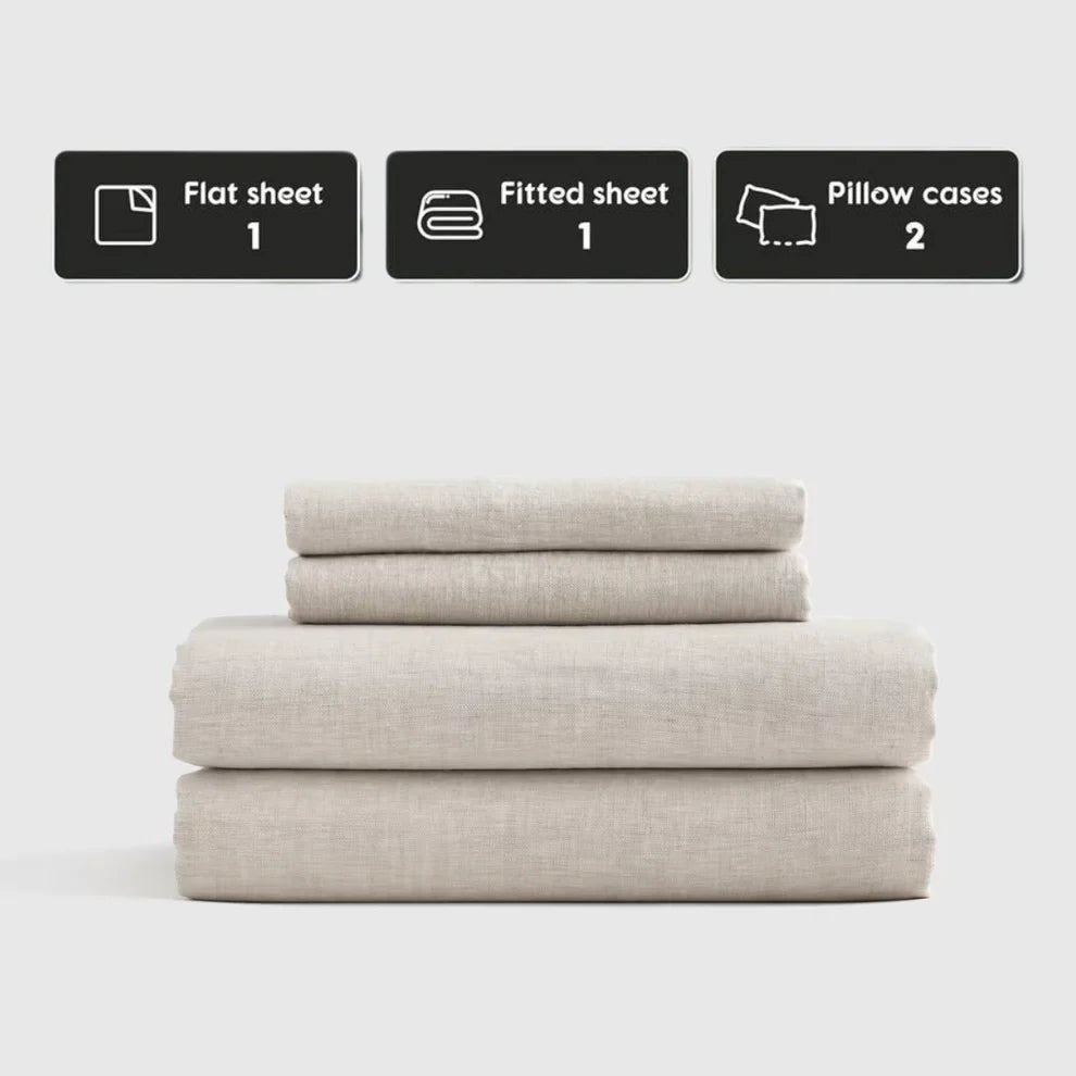 Stone-Washed French Flax Linen Sheet Set