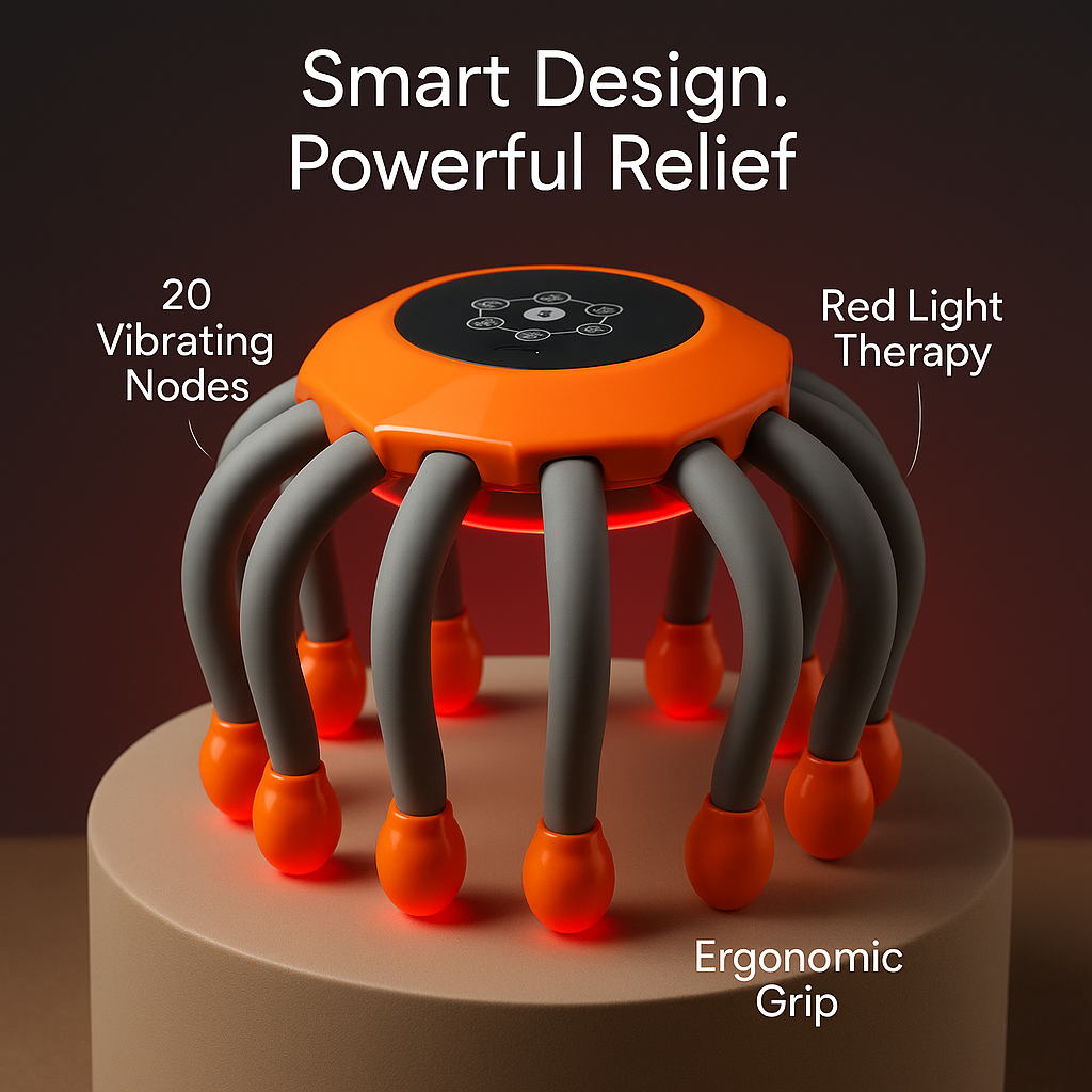 VitaScalp Pro™ - 20-Head Vibrating Scalp Massager with Red Light Therapy
