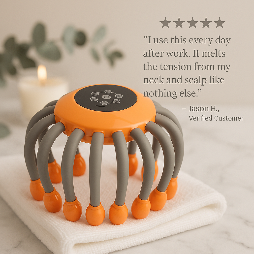 VitaScalp Pro™ - 20-Head Vibrating Scalp Massager with Red Light Therapy