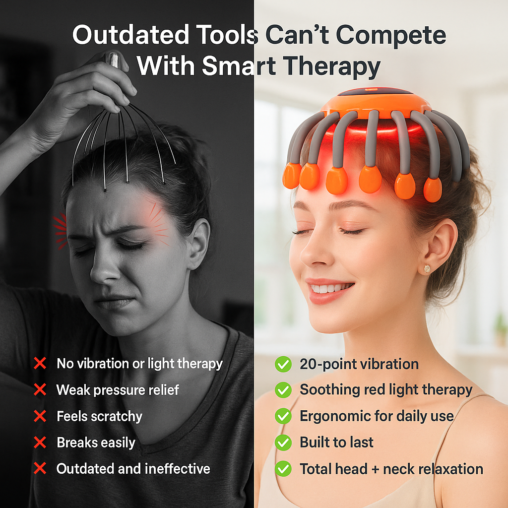 VitaScalp Pro™ - 20-Head Vibrating Scalp Massager with Red Light Therapy