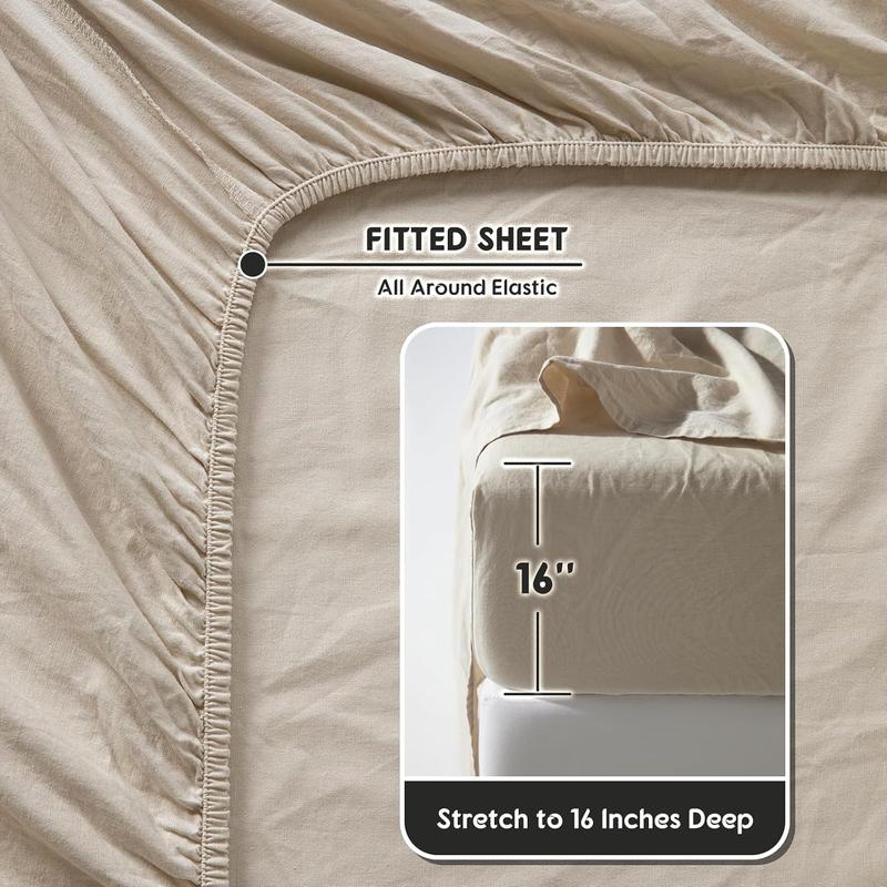 Stone-Washed French Flax Linen Sheet Set