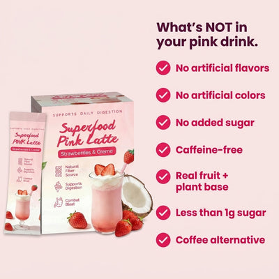 Superfood Pink Latte Strawberry Flavor